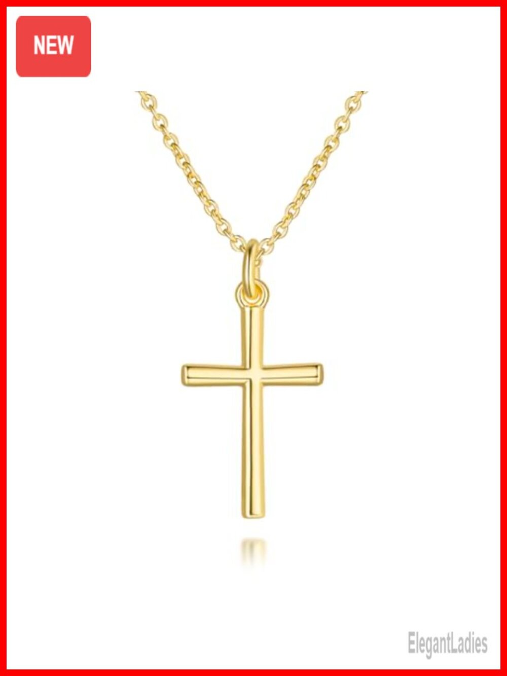 14K Gold Plated Cross Necklace Women Minimalist Christian Gift